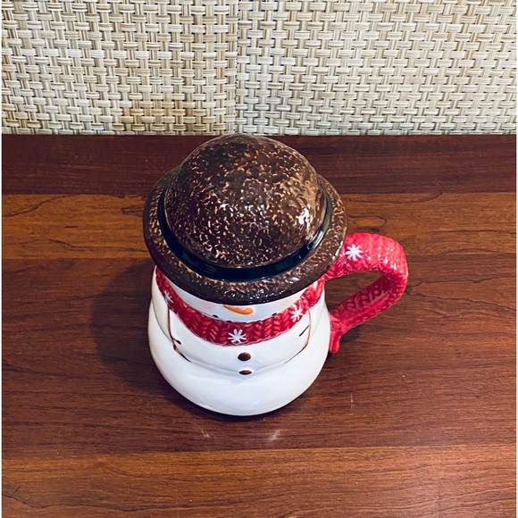 🎄🌟HO🌟NWOT Warm Wishes Snowman Novelty Ceramic Coffee Mug w/ Removable Hat Lid - Picture 2 of 8